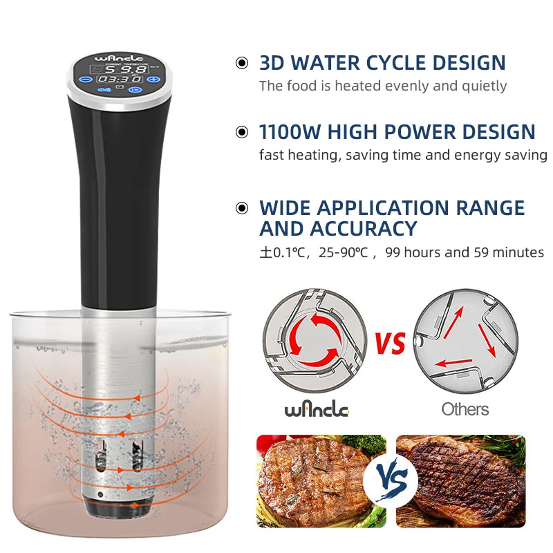 1100W Sous Vide IPX7 Immersion Circulator with Digital Display