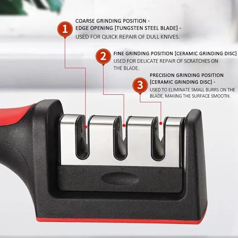 3/4-Segment Knife Sharpener, Multi-Functional Hand-Held